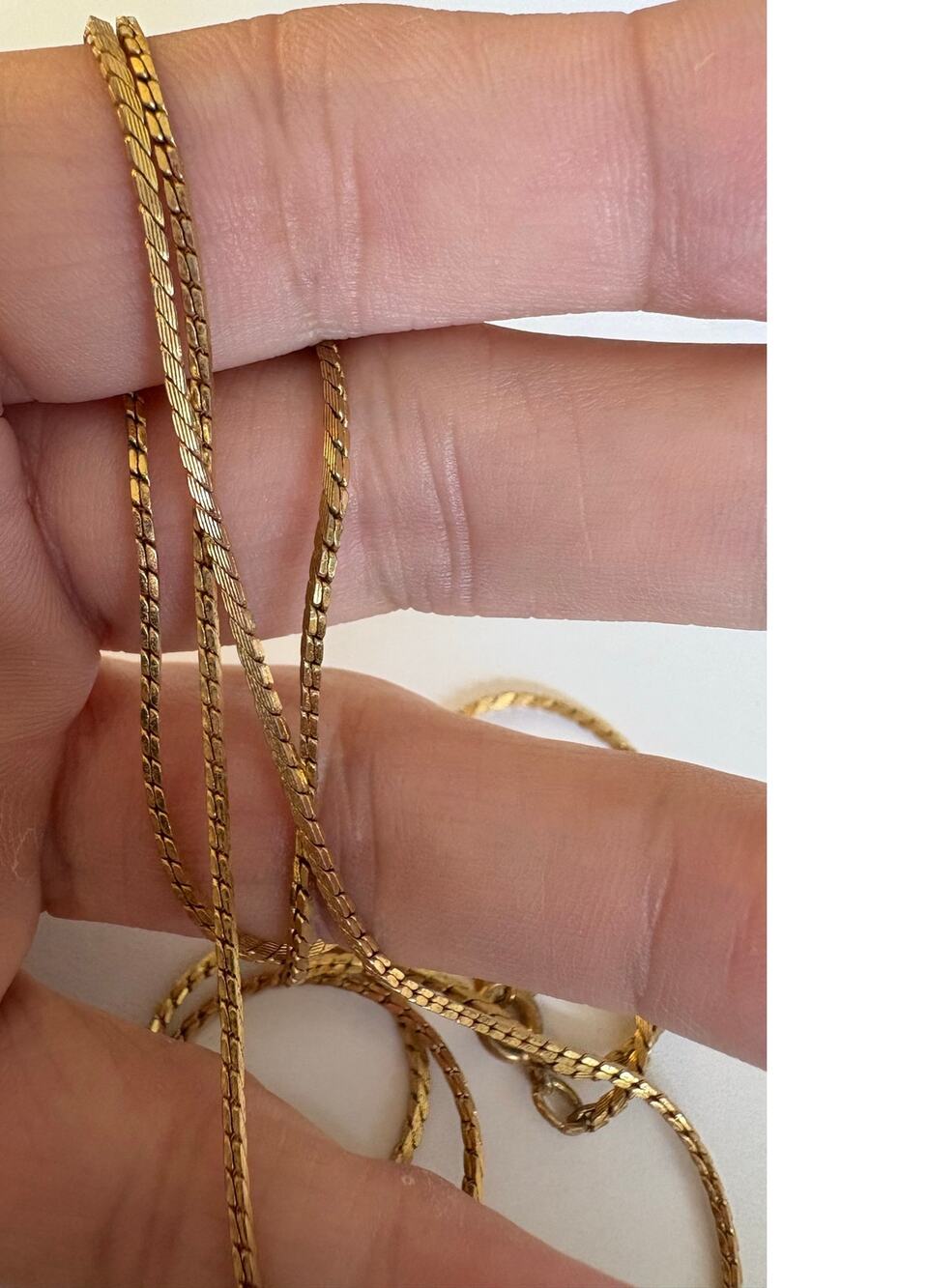 Vintage Napier Gold Tone Flat Herringbone Snake Chain Necklace 28” Signed